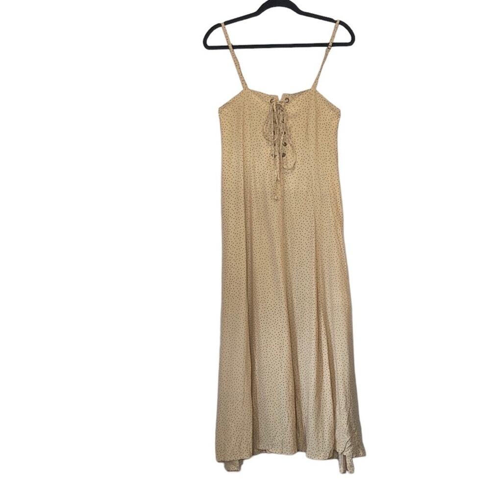 Faithful The Brand Anthropologie Mirador Poka Dot Lace Up Midi Dress Size 10